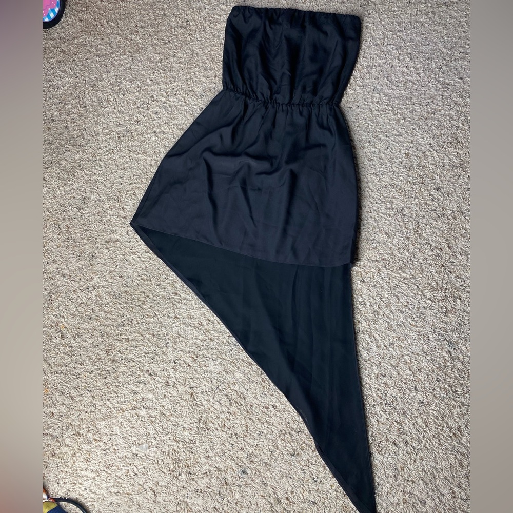 BCBGeneration Dress XS NWT Asymmetrical Hem Strapless Black LBD Cocktail Event